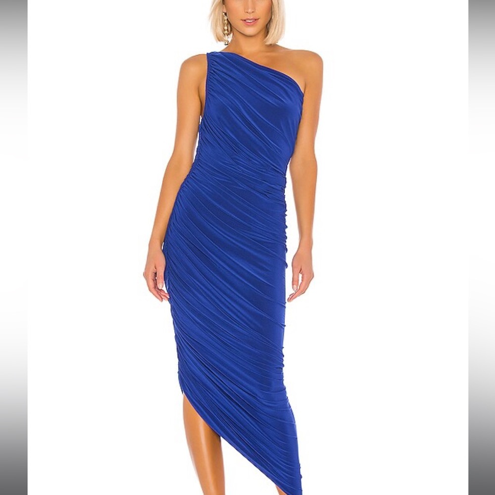 BRIGHT BLUE SAPPHIRE BETSY& ADAM SAPPHIRE TOGA DRESS-